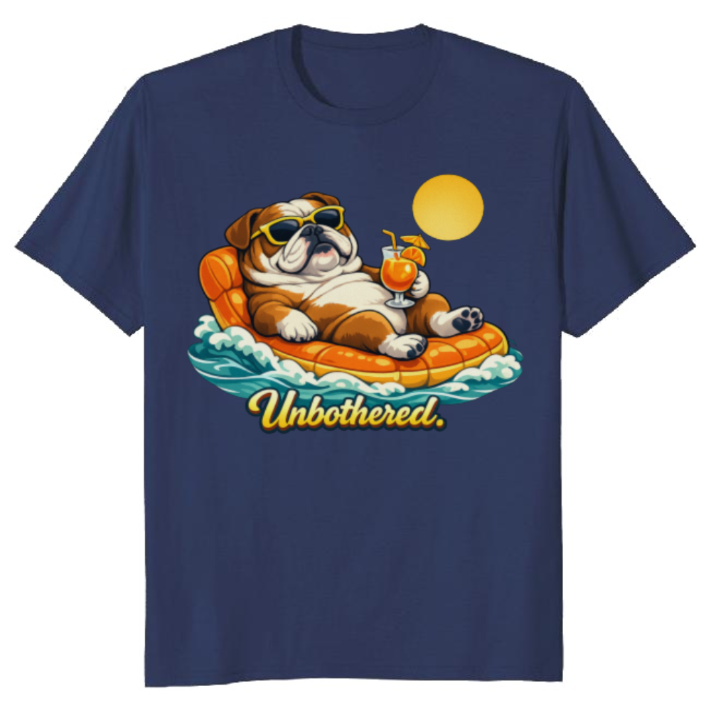 Ink5pire Threads Unbothered Bulldog Ocean Aesthetic T-Shirt Charming Gifts for Men Women Boy Kids T-Shirt