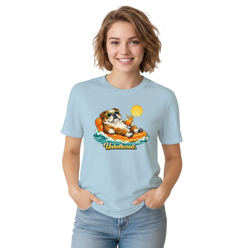 Ink5pire Threads Unbothered Bulldog Ocean Aesthetic T-Shirt Charming Gifts for Men Women Boy Kids T-Shirt
