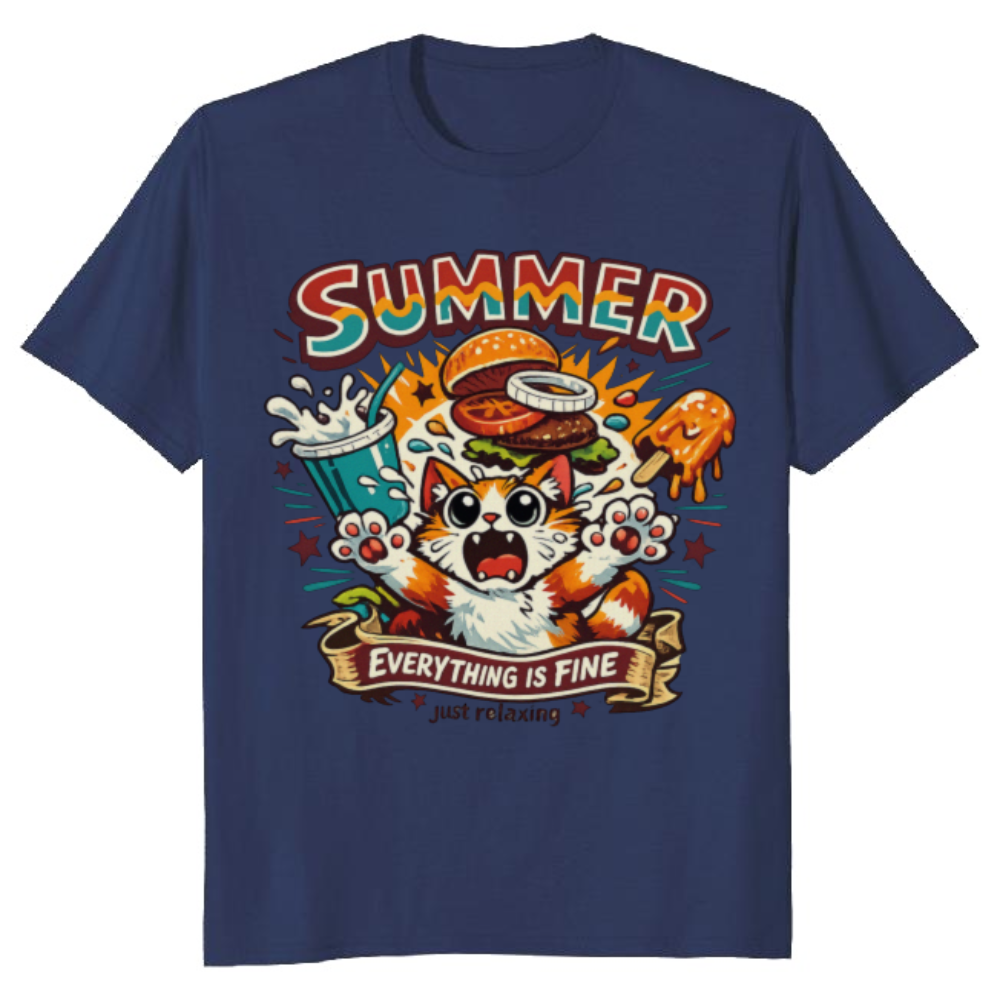 Panic Picnic Retro Cat Graphic Tee Funny Gifts for Men Women Boy Kids T-Shirt