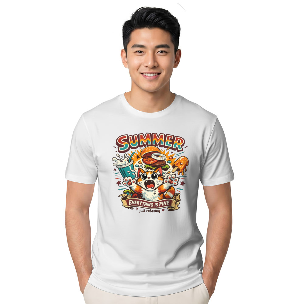 Panic Picnic Retro Cat Graphic Tee Funny Gifts for Men Women Boy Kids T-Shirt