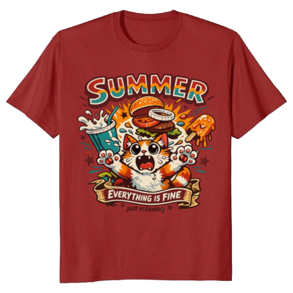 Panic Picnic Retro Cat Graphic Tee Funny Gifts for Men Women Boy Kids T-Shirt