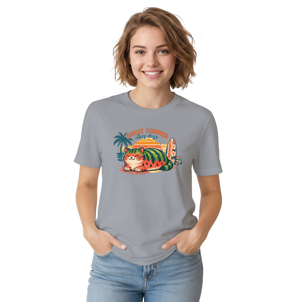 Watermelon Cat Loaf Retro T-Shirt Cute Gifts for Men Women Boy Kids T-Shirt