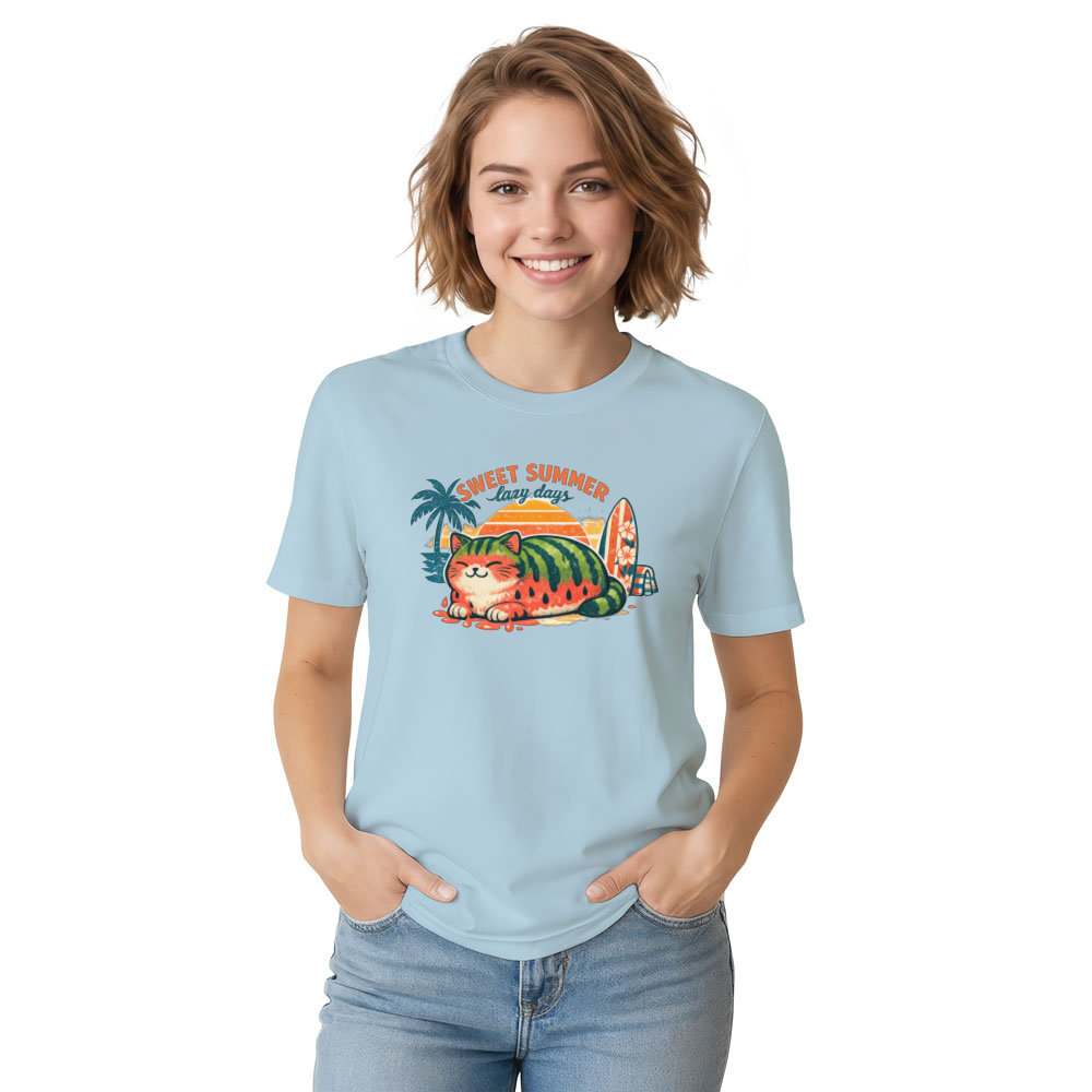 Watermelon Cat Loaf Retro T-Shirt Cute Gifts for Men Women Boy Kids T-Shirt