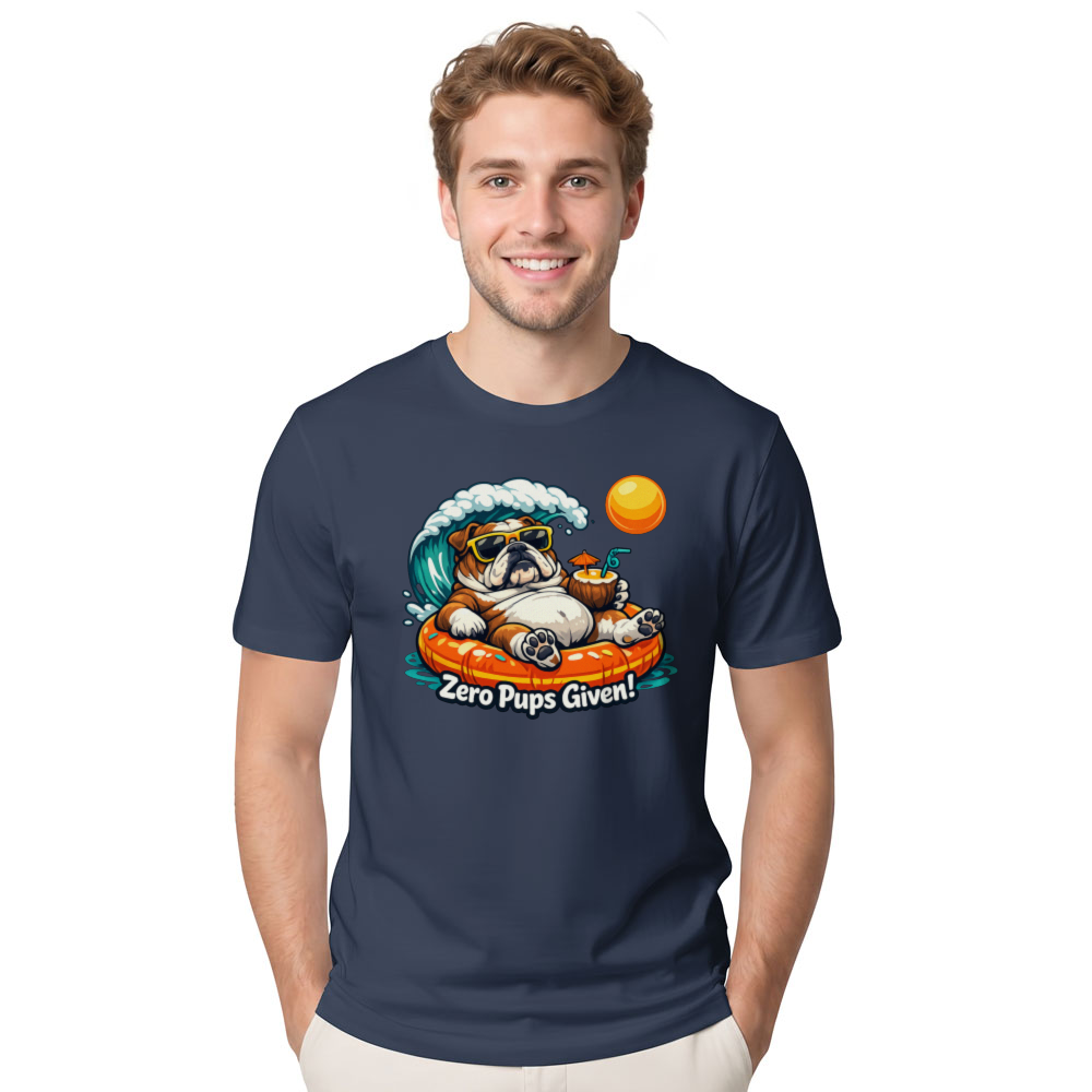 Zero Pups Given Unbothered Bulldog Beach Graphic Funny Gifts for Men Women Boy Kids T-Shirt
