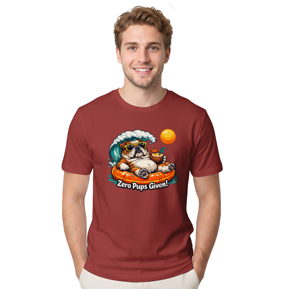 Zero Pups Given Unbothered Bulldog Beach Graphic Funny Gifts for Men Women Boy Kids T-Shirt