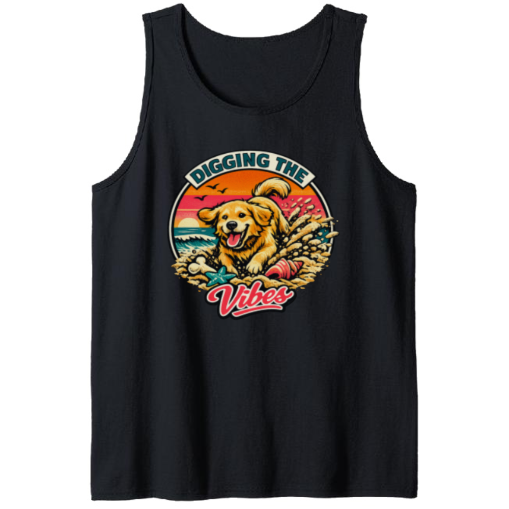 Golden Retriever Surf Tank Top Vintage Halftone Beach Graphic Retro Gifts for Men Women Boy Kids Tank Top