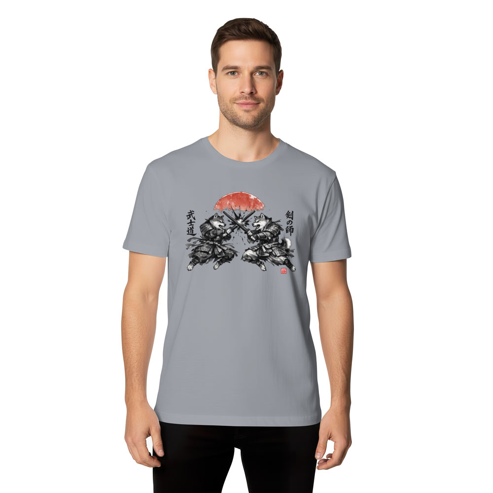 Shiba Samurai Ink Wash Clash Vintage Japanese Poster Epic Gifts for Men Women Boy Kids T-Shirt