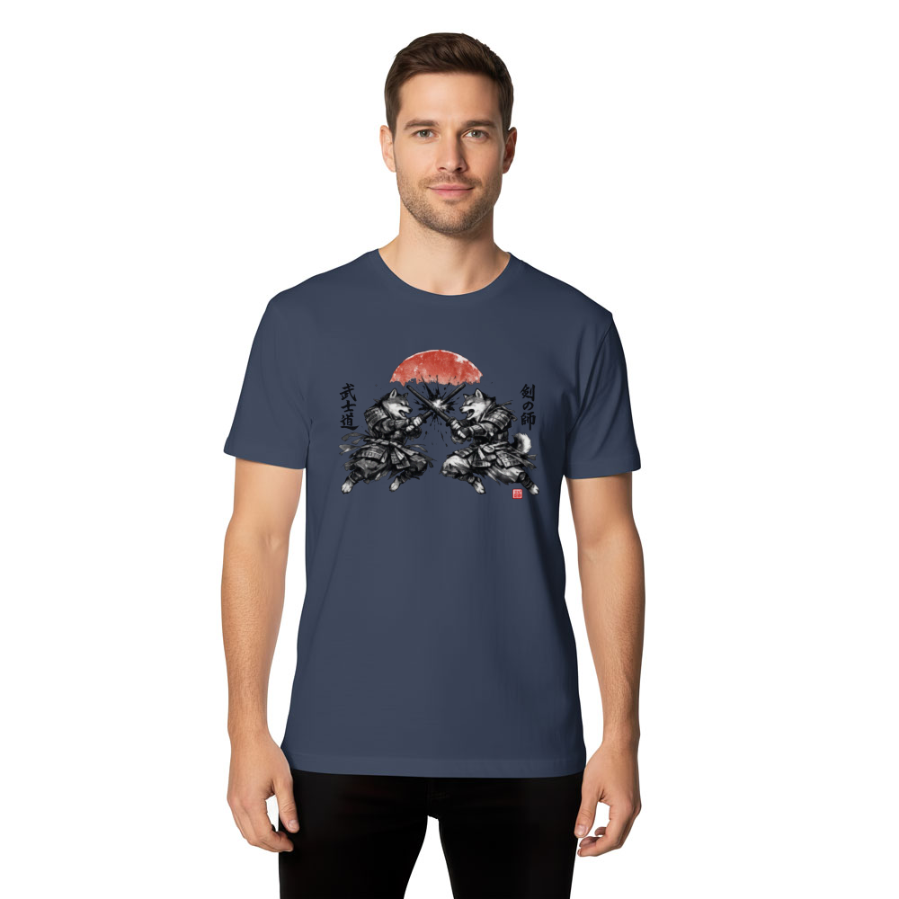 Shiba Samurai Ink Wash Clash Vintage Japanese Poster Epic Gifts for Men Women Boy Kids T-Shirt