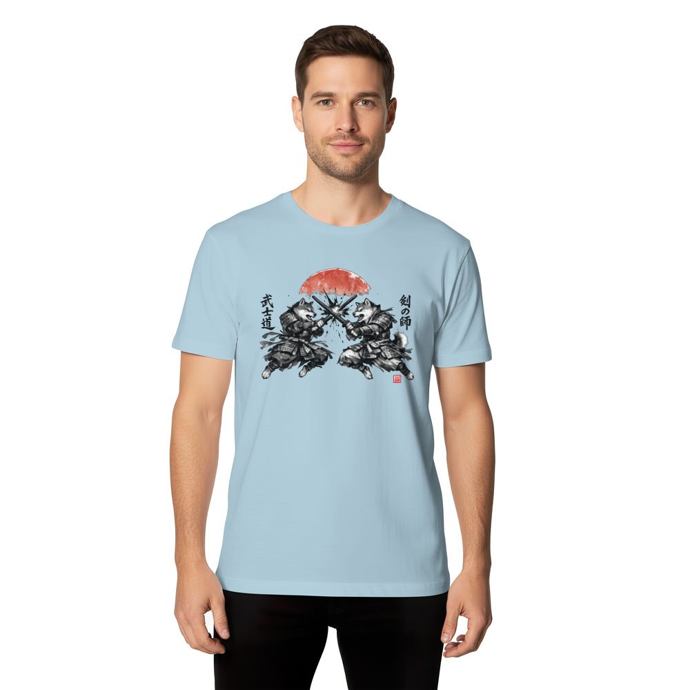 Shiba Samurai Ink Wash Clash Vintage Japanese Poster Epic Gifts for Men Women Boy Kids T-Shirt