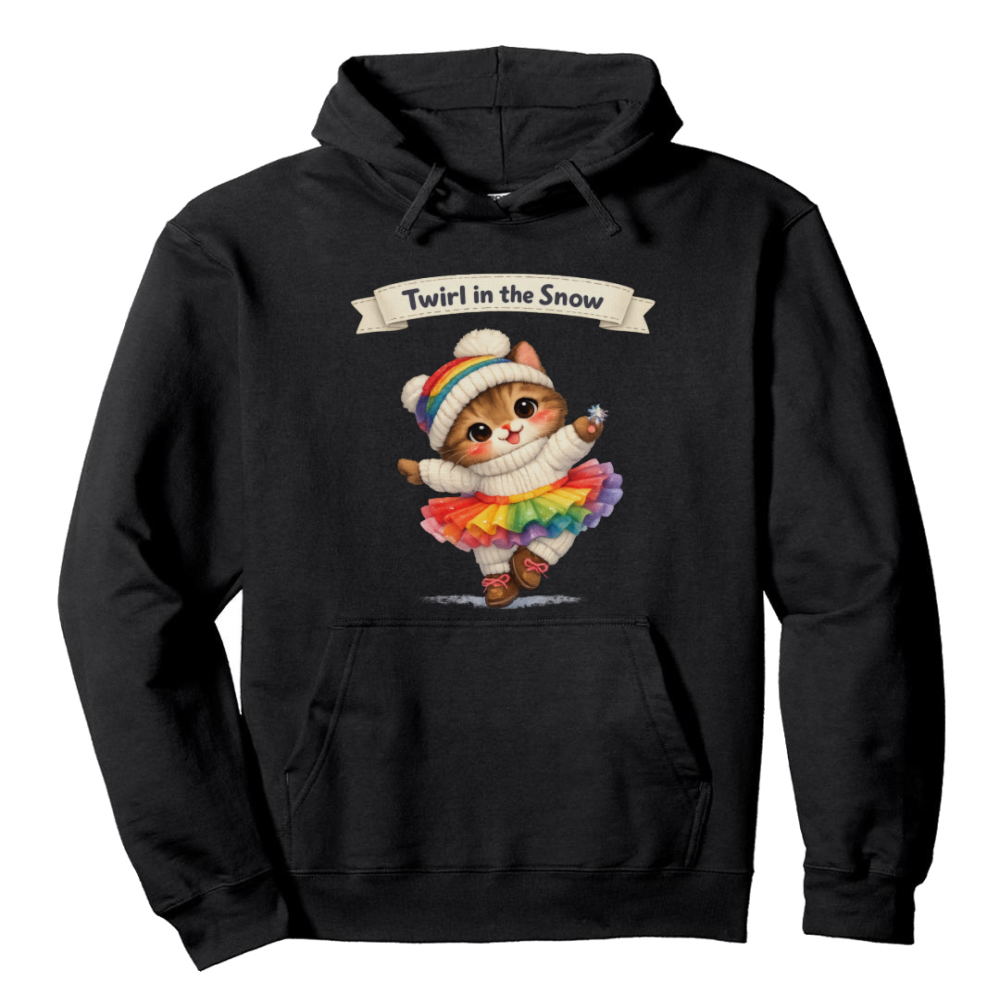 Wobbly Ballet Kitten Pullover Hoodie Snow Slope Gift Cozy Gifts for Men Women Boy Kids Pull over hoodie