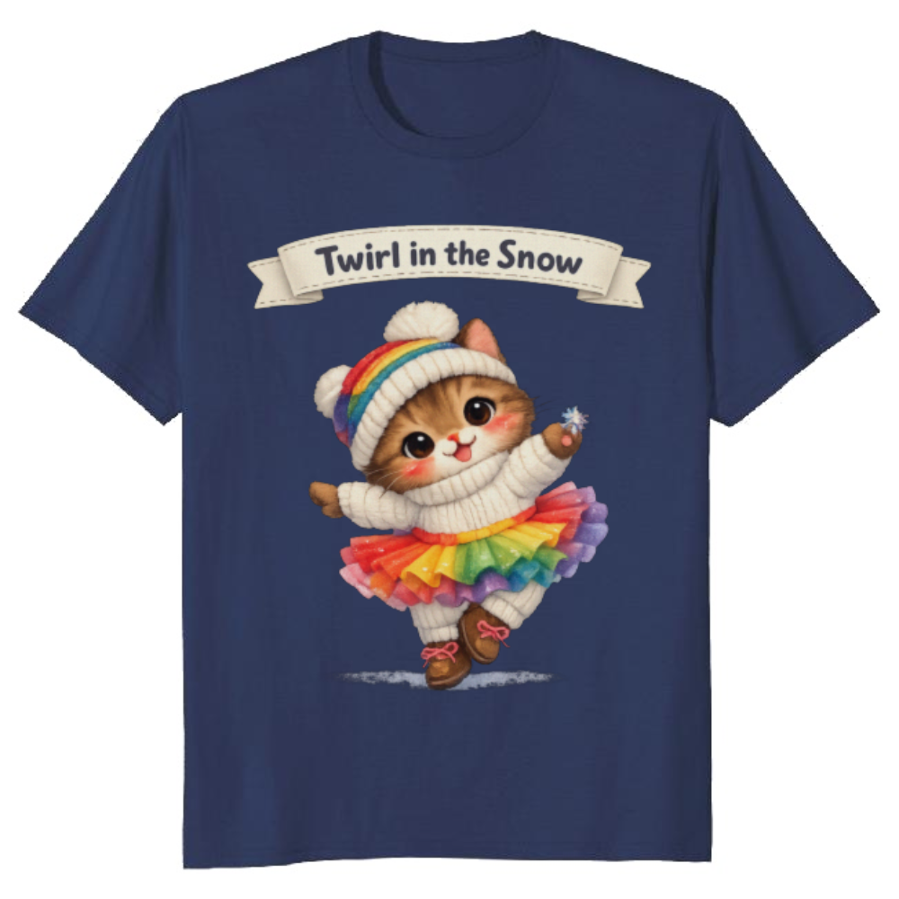 Wobbly Winter Pirouette Ballet Kitten T-Shirt Whimsical Gifts for Men Women Boy Kids T-Shirt