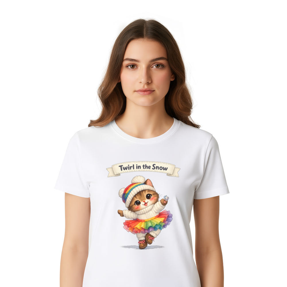 Wobbly Winter Pirouette Ballet Kitten T-Shirt Whimsical Gifts for Men Women Boy Kids T-Shirt