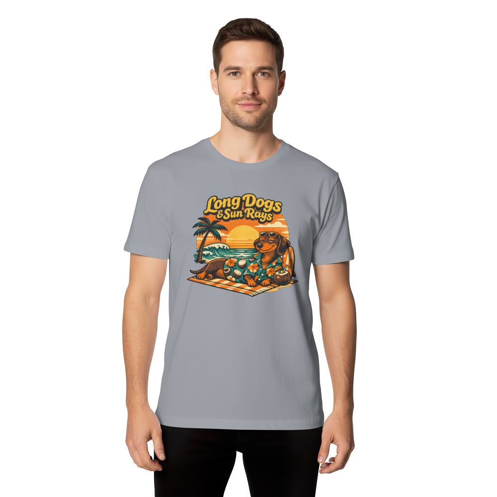 Aloha Wiener Retro 70s Dachshund Beach Club Graphic Tee Orange Teal Vintage Gifts for Men Women Boy Kids T-Shirt