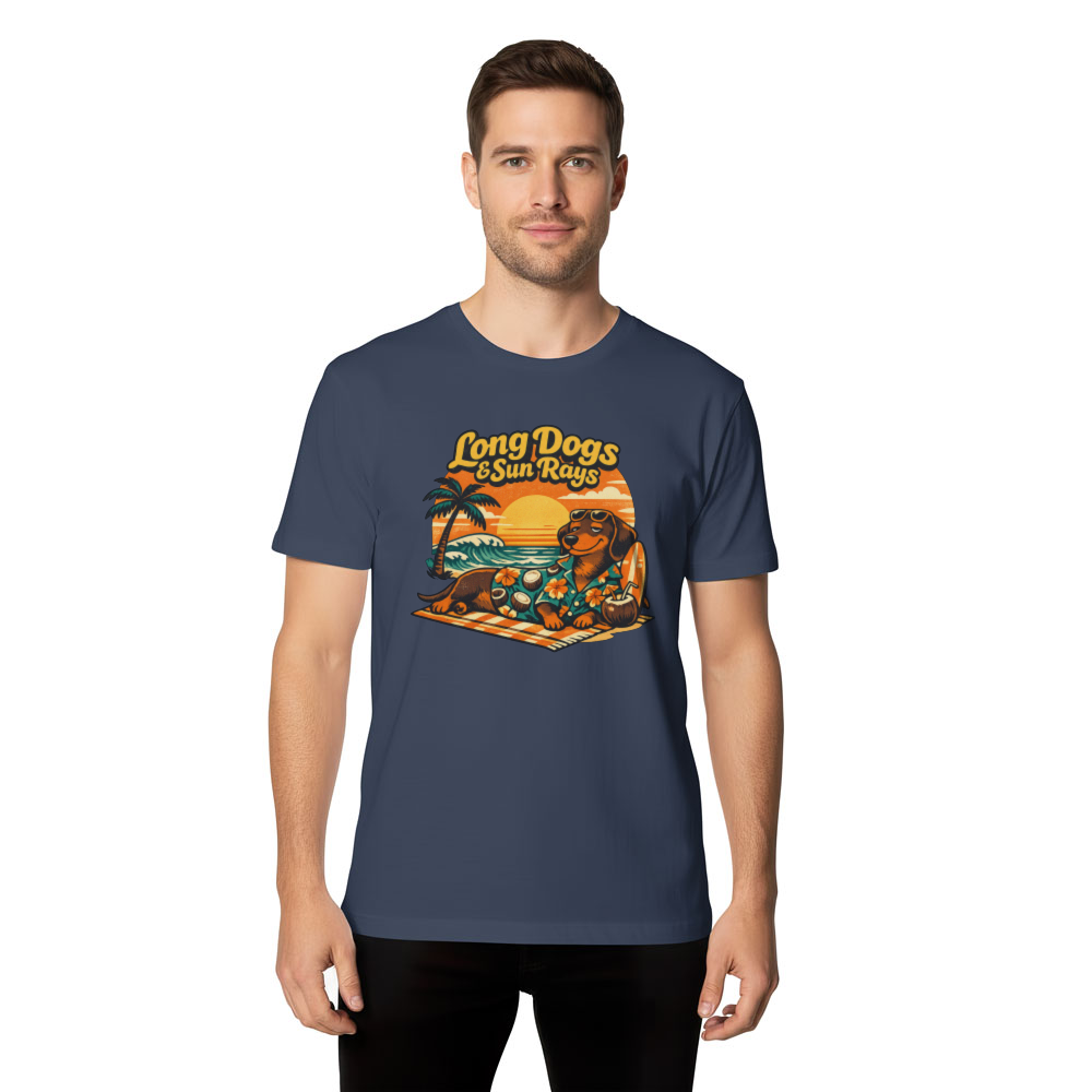 Aloha Wiener Retro 70s Dachshund Beach Club Graphic Tee Orange Teal Vintage Gifts for Men Women Boy Kids T-Shirt