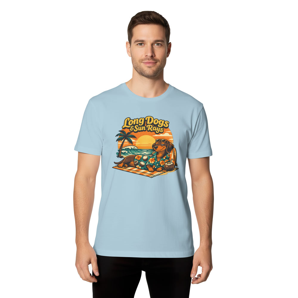 Aloha Wiener Retro 70s Dachshund Beach Club Graphic Tee Orange Teal Vintage Gifts for Men Women Boy Kids T-Shirt