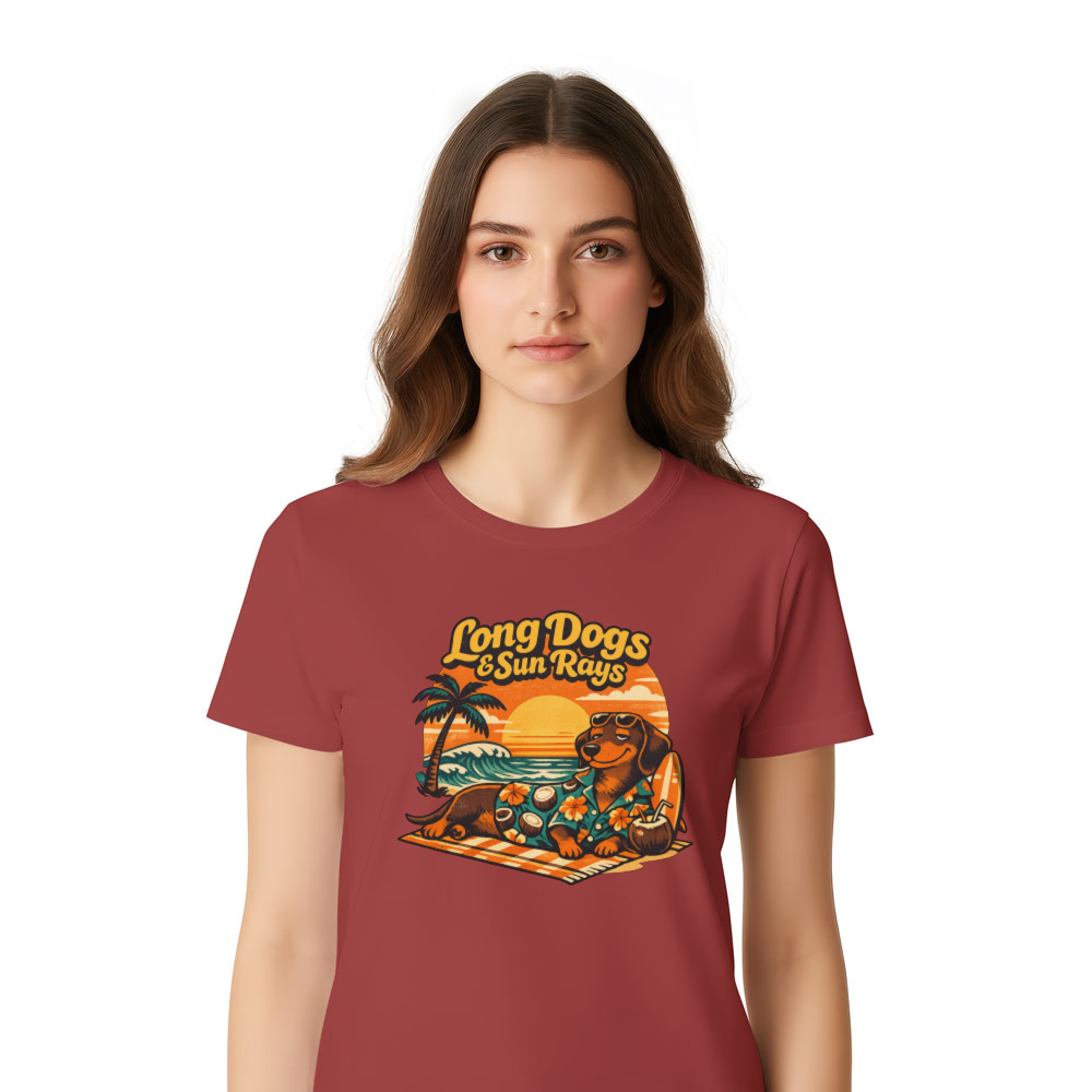 Aloha Wiener Retro 70s Dachshund Beach Club Graphic Tee Orange Teal Vintage Gifts for Men Women Boy Kids T-Shirt