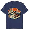 Ukiyo-e Otaku Cat Graphic Tee For Anime Gamers Unique Gifts for Men Women Boy Kids T-Shirt