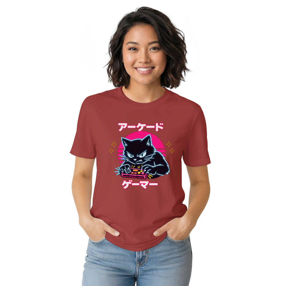Retro Japanese Cat Gamer T-Shirt For Competitive Players Neon Gifts for Men Women Boy Kids T-Shirt