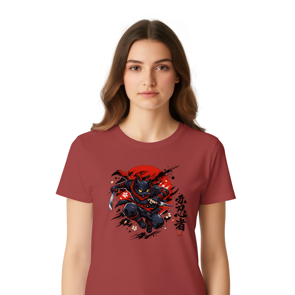 Midnight Strike Ukiyo-e Ninja Cat Graphic T-Shirt Cool Gifts for Men Women Boy Kids T-Shirt