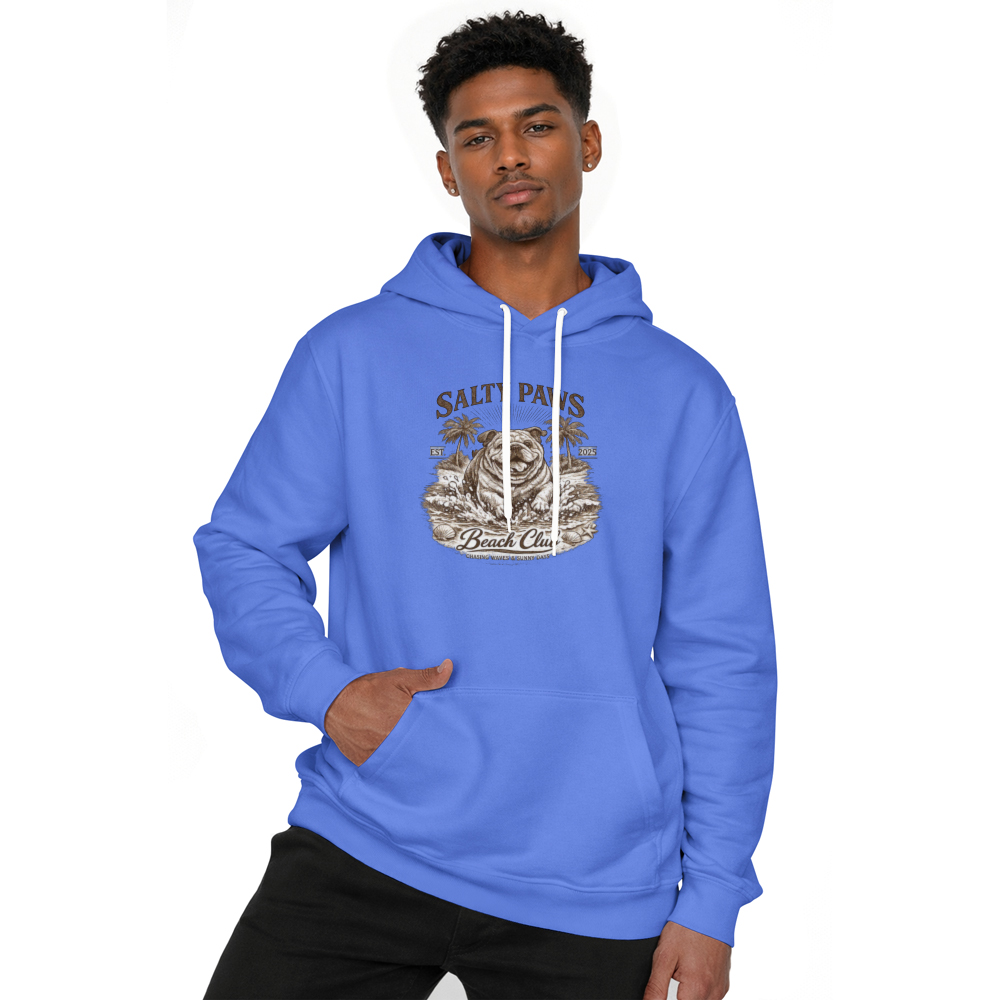 Ink5pire Threads Vintage Etching Splashing Bulldog Beach Graphic Sepia Art Charming Gifts for Men Women Boy Kids Pull Over Hoodie
