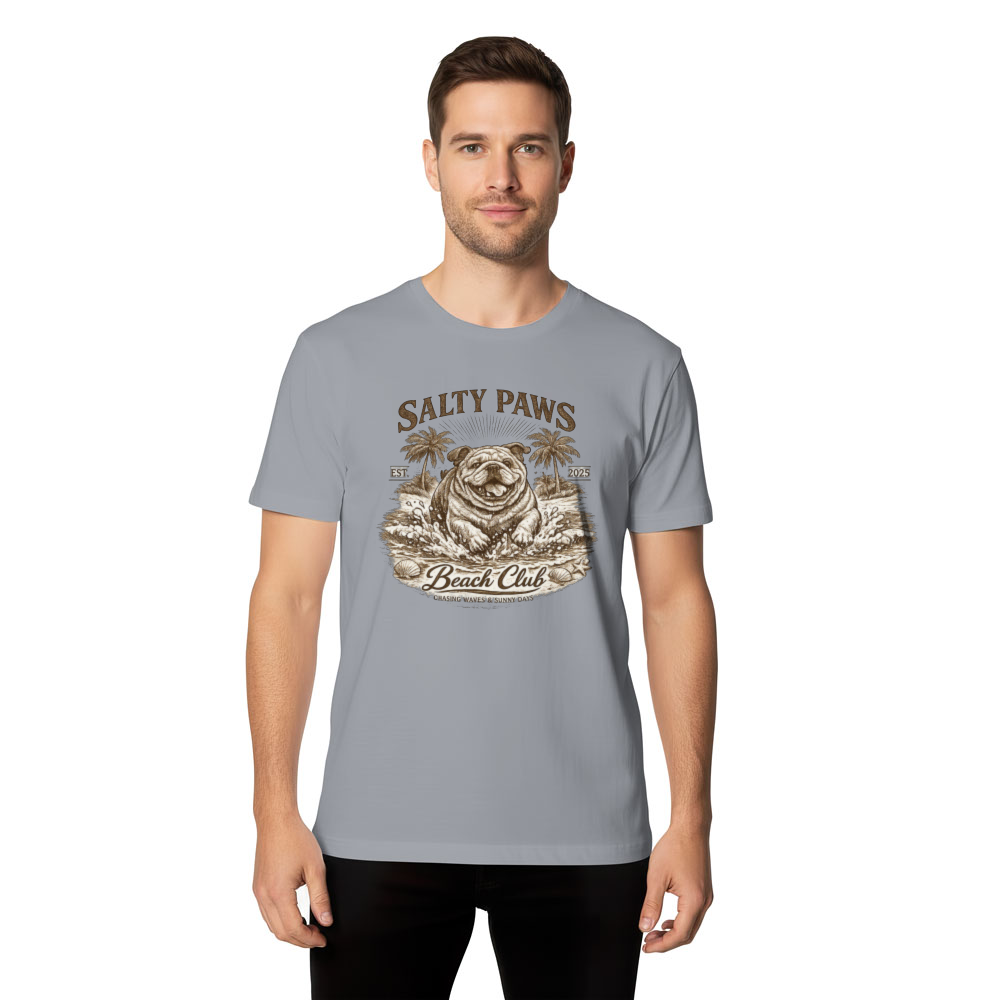 Salty Paws Beach Club Vintage Bulldog T-Shirt Retro Line Art Nostalgic Gifts For Men Women Boy Kids T-Shirt