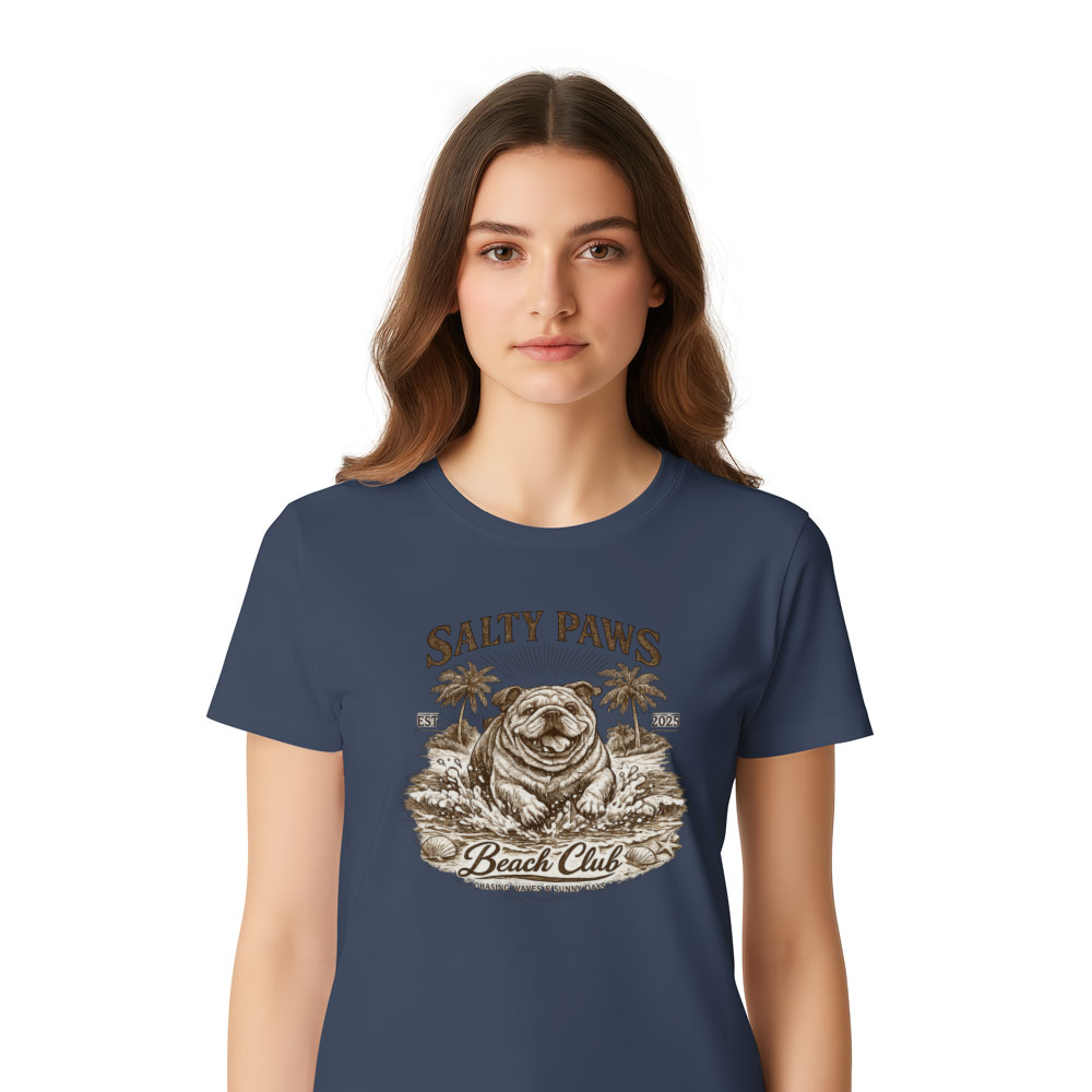 Salty Paws Beach Club Vintage Bulldog T-Shirt Retro Line Art Nostalgic Gifts For Men Women Boy Kids T-Shirt