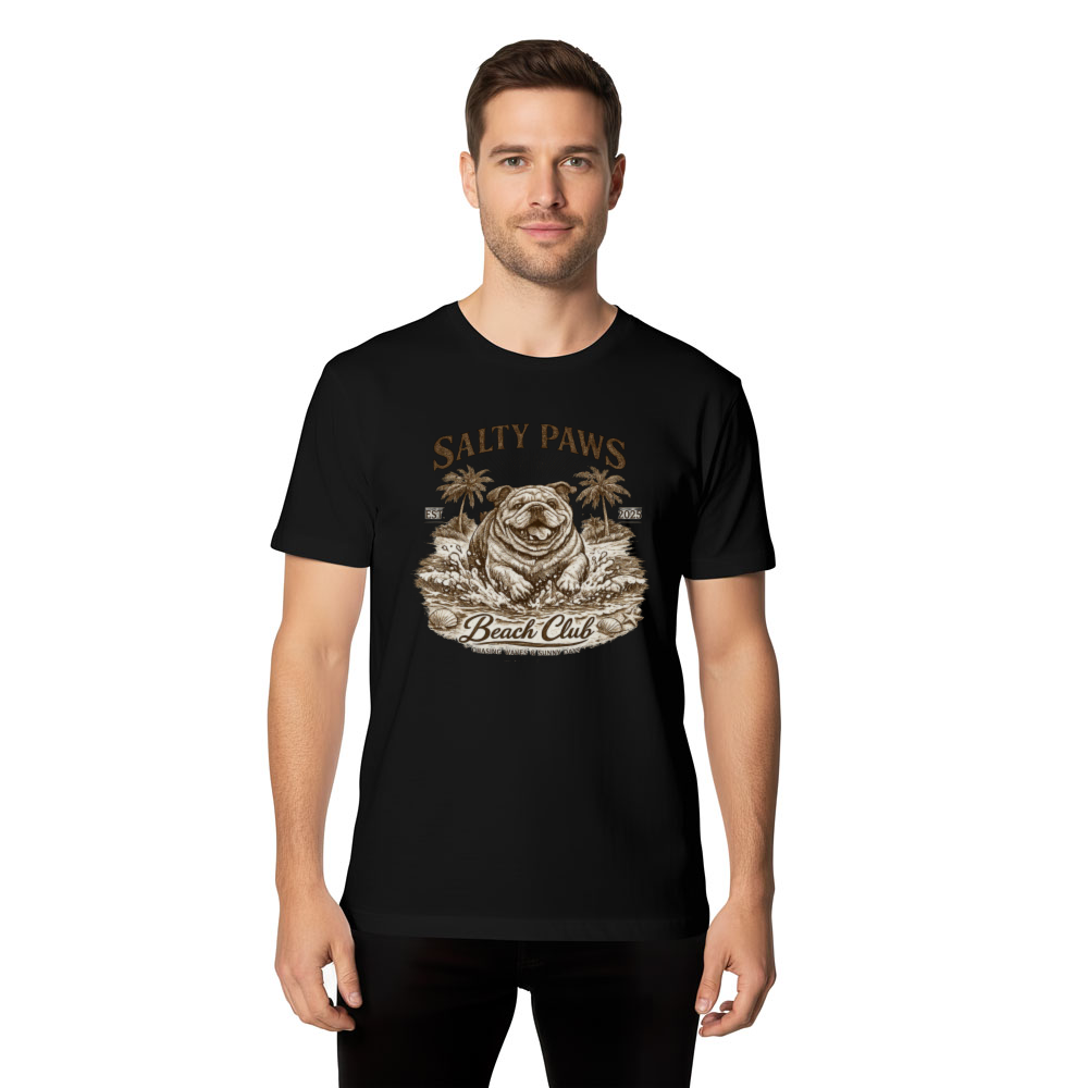 Salty Paws Beach Club Vintage Bulldog T-Shirt Retro Line Art Nostalgic Gifts For Men Women Boy Kids T-Shirt