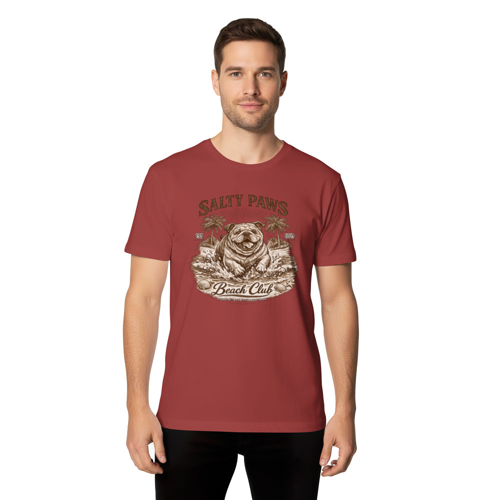 Salty Paws Beach Club Vintage Bulldog T-Shirt Retro Line Art Nostalgic Gifts For Men Women Boy Kids T-Shirt