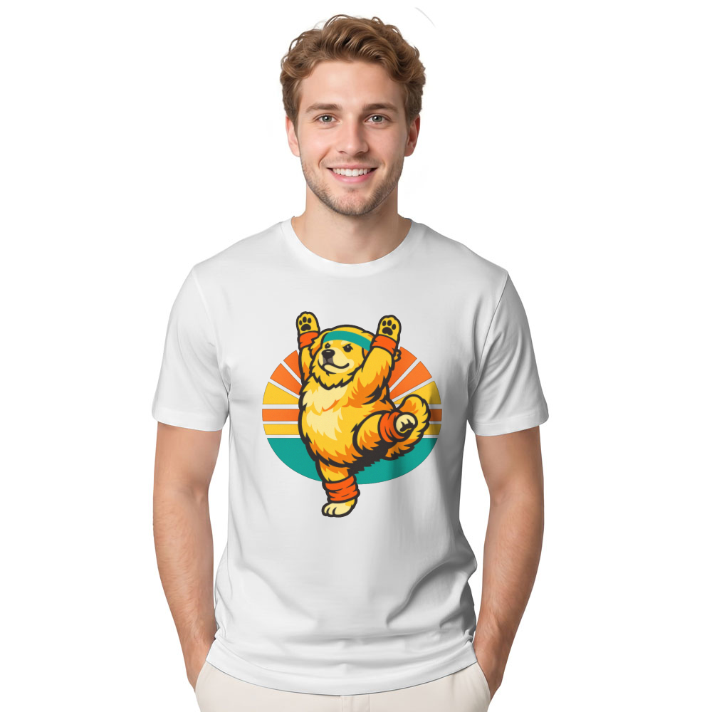 Chubby Golden Retriever Aerobics For Dog Lovers Retro Tee Funny Gifts for Men Women Boy Kids T-Shirt