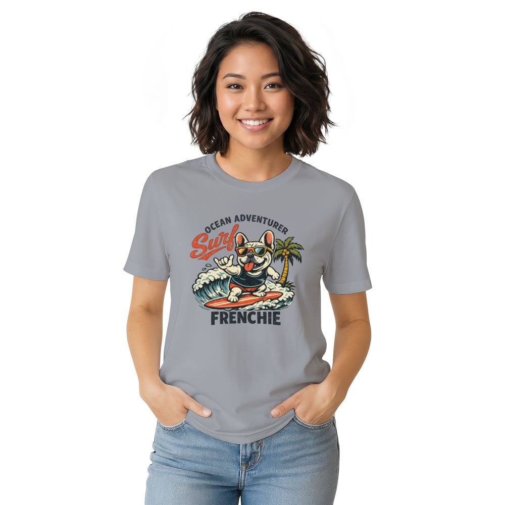 Clueless Frenchie Surf Mascot T-Shirt Retro Beach Graphic - Funny Gifts for Men Women Boy Kids T-Shirt