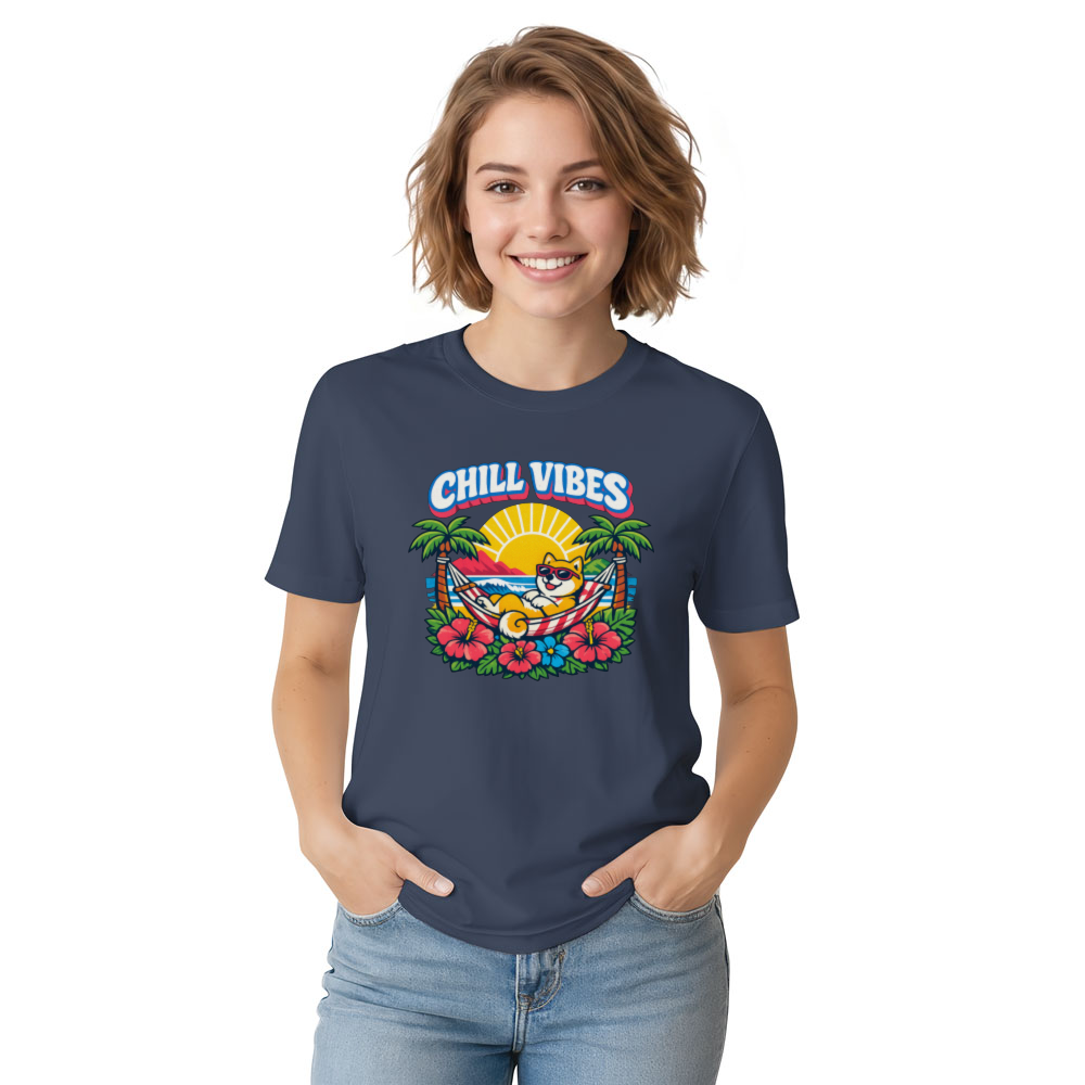 Shiba Shores 80s Retro Surf Hammock Shiba Inu Graphic Tee Retro Gifts for Men Women Boy Kids T-Shirt