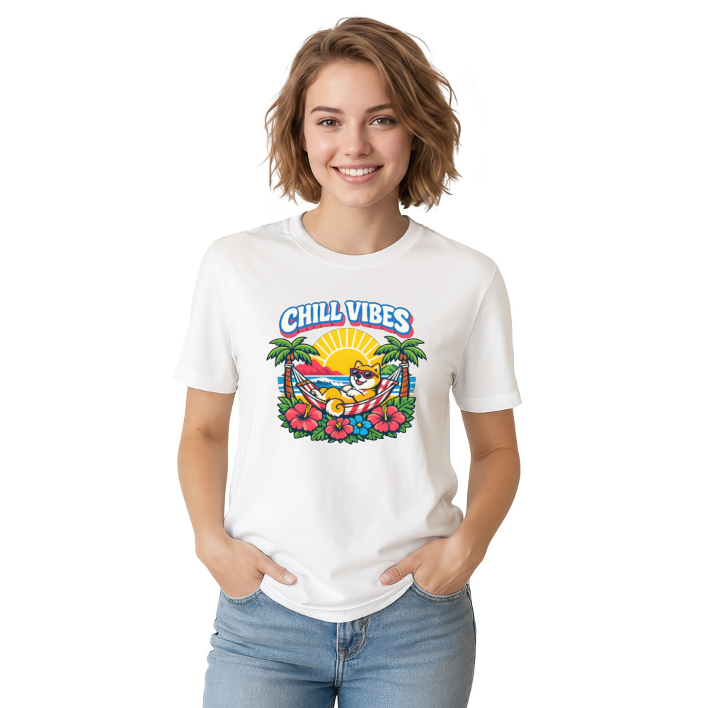 Shiba Shores 80s Retro Surf Hammock Shiba Inu Graphic Tee Retro Gifts for Men Women Boy Kids T-Shirt