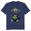 Snack Interrupted Tuxedo Cat Abducted by UFO Graphic Funny Gifts for Men Women Boy Kids T-Shirt