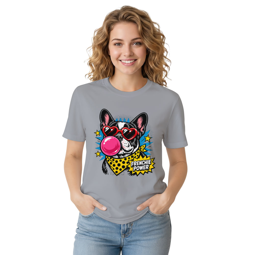 Frenchie Bubblegum Pop Art T-Shirt Playful Retro French Bulldog Graphic Retro Gifts for Men Women Boy Kids T-Shirt