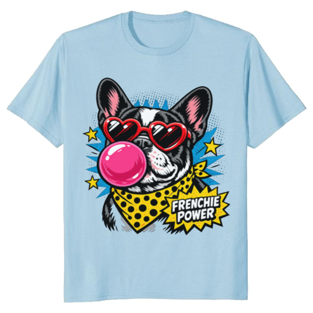 Frenchie Bubblegum Pop Art T-Shirt Playful Retro French Bulldog Graphic Retro Gifts for Men Women Boy Kids T-Shirt