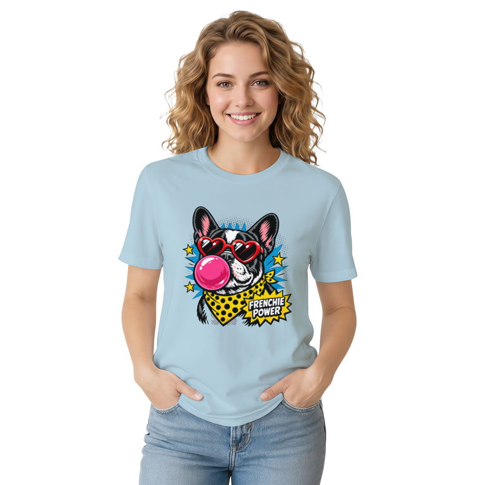Frenchie Bubblegum Pop Art T-Shirt Playful Retro French Bulldog Graphic Retro Gifts for Men Women Boy Kids T-Shirt