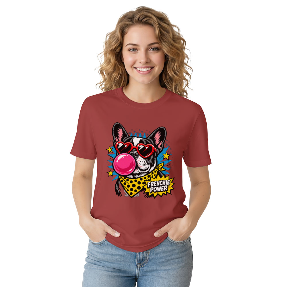 Frenchie Bubblegum Pop Art T-Shirt Playful Retro French Bulldog Graphic Retro Gifts for Men Women Boy Kids T-Shirt