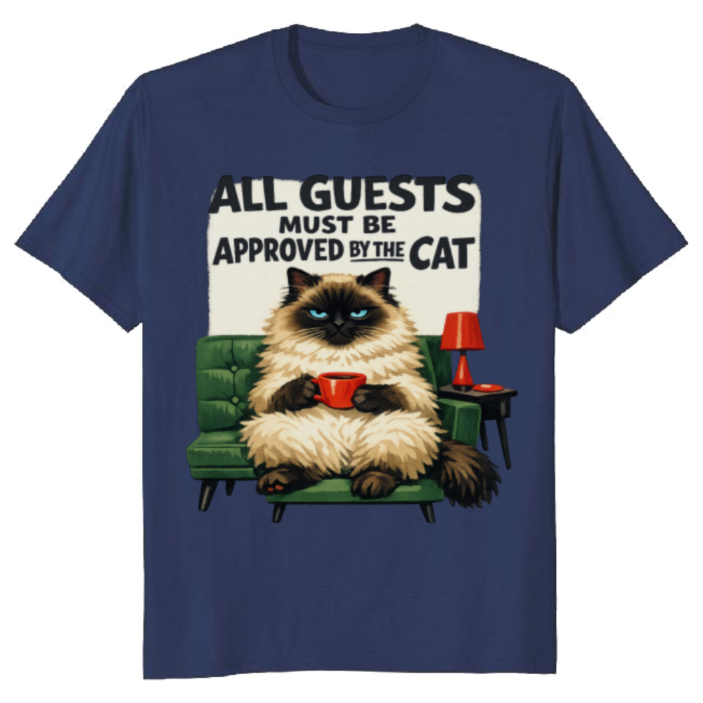 Smug Ragdoll Cat Mid-Century Gouache Vintage Cat Art Whimsical Gifts for Men Women Boy Kids T-Shirt