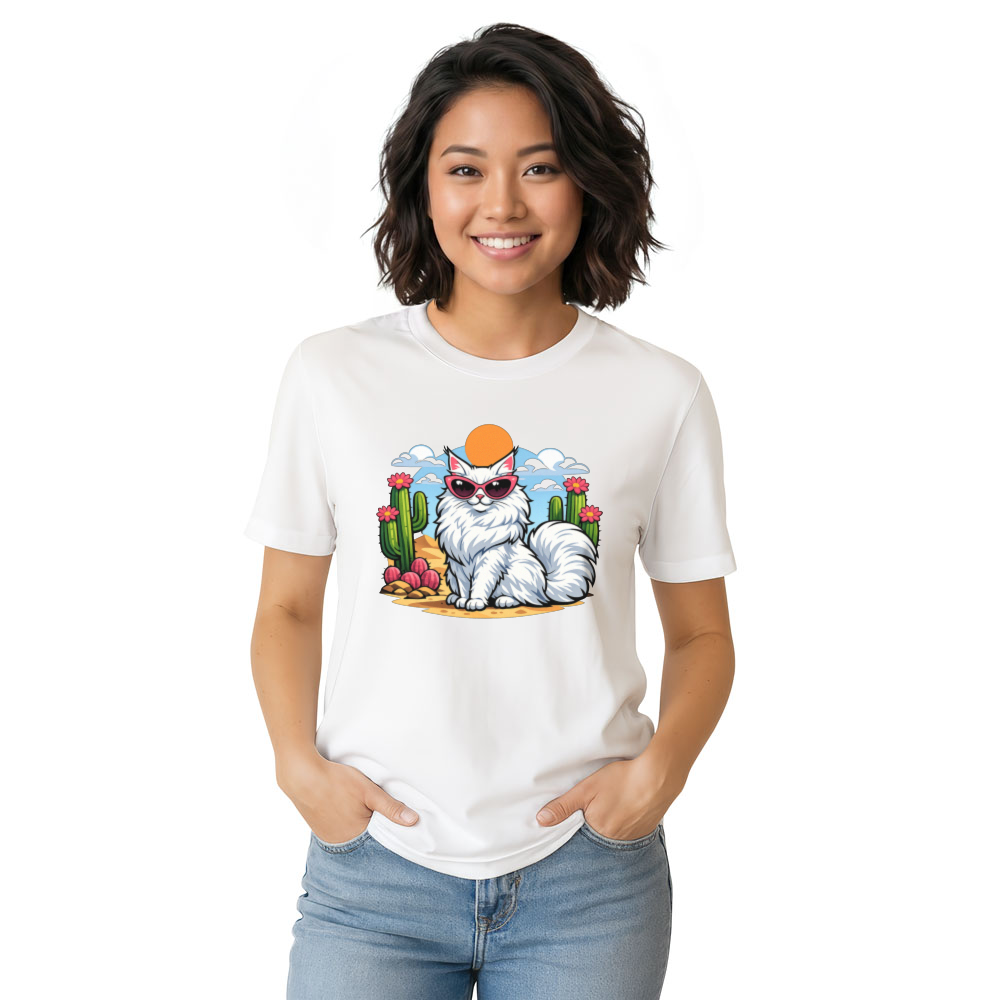Desert Diva Maine Coon Cat Vector Tee Pink Sunglasses Charming Gifts for Men Women Girl Kids T-Shirt