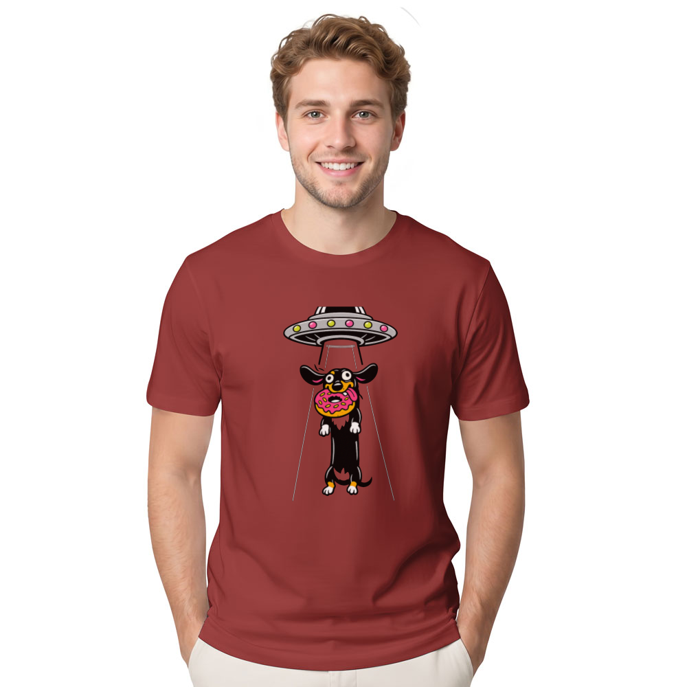 Derpy Dachshund Cartoon Abduction Graphic Tee Funny Gifts for Men Women Boy Kids T-Shirt
