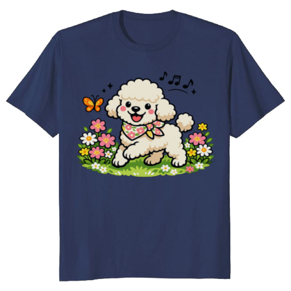 Playful Cream Poodle Spring Stroll T-Shirt Cute Gifts for Men Women Boy Kids T-Shirt