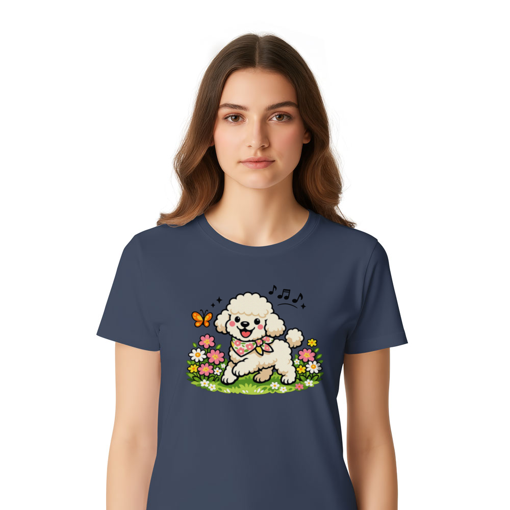 Playful Cream Poodle Spring Stroll T-Shirt Cute Gifts for Men Women Boy Kids T-Shirt