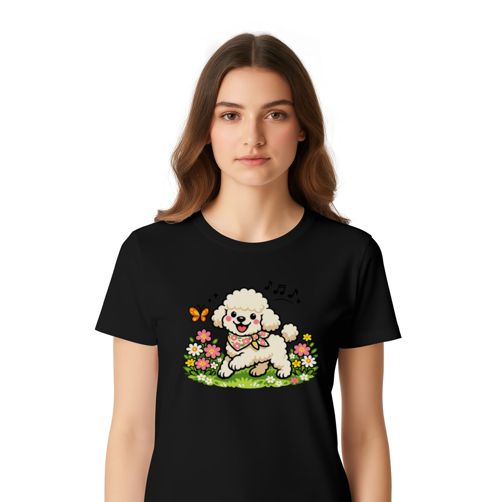 Playful Cream Poodle Spring Stroll T-Shirt Cute Gifts for Men Women Boy Kids T-Shirt