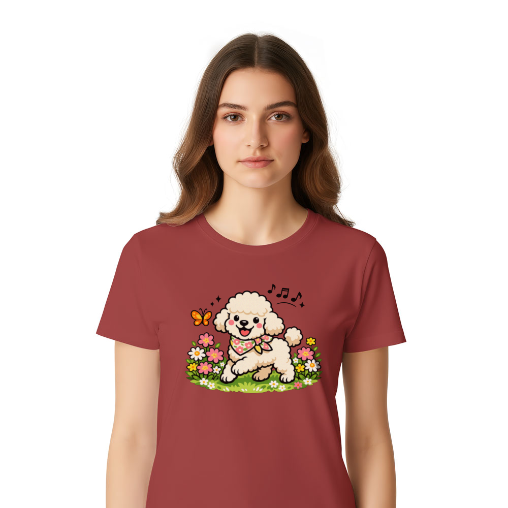 Playful Cream Poodle Spring Stroll T-Shirt Cute Gifts for Men Women Boy Kids T-Shirt