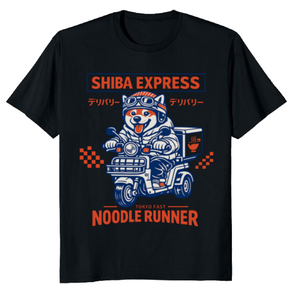 Ink5pire Threads Shiba Express Vintage Scooter Shiba Inu Graphic Tee Retro Gifts for Men Women Boy Kids T-Shirt