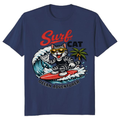 Shaka Tabby Surfing Cat Retro Surf Mascot Wave Graphic Tee Funny Gifts for Men Women Boy Kids T-Shirt