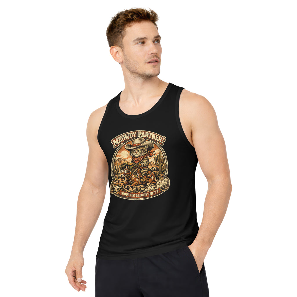 Inspira Paws Cowboy Cat Riding Horse Sleeveless Tank Top