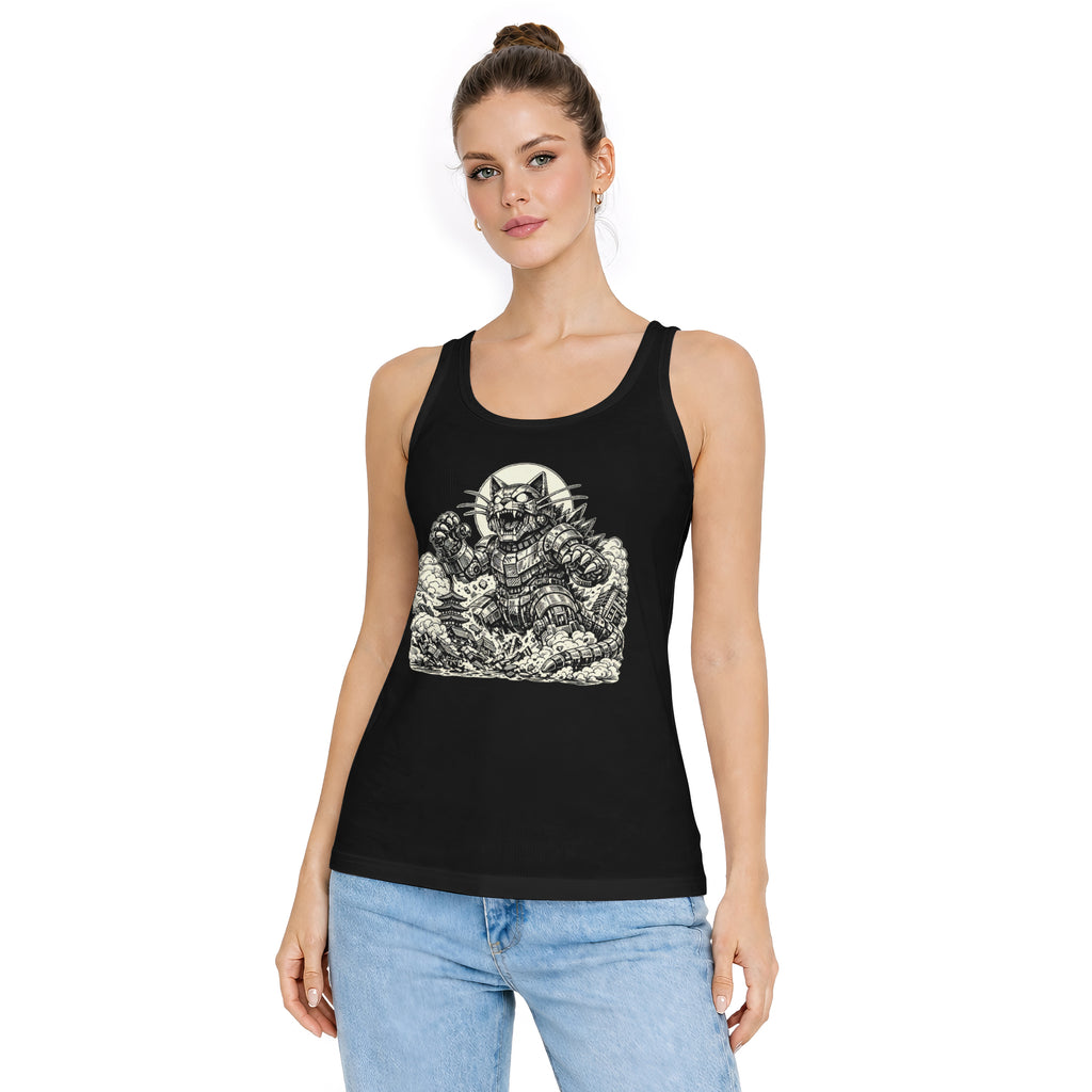 Inspira Paws Retro Futuristic Cat Sleeveless Tank Top