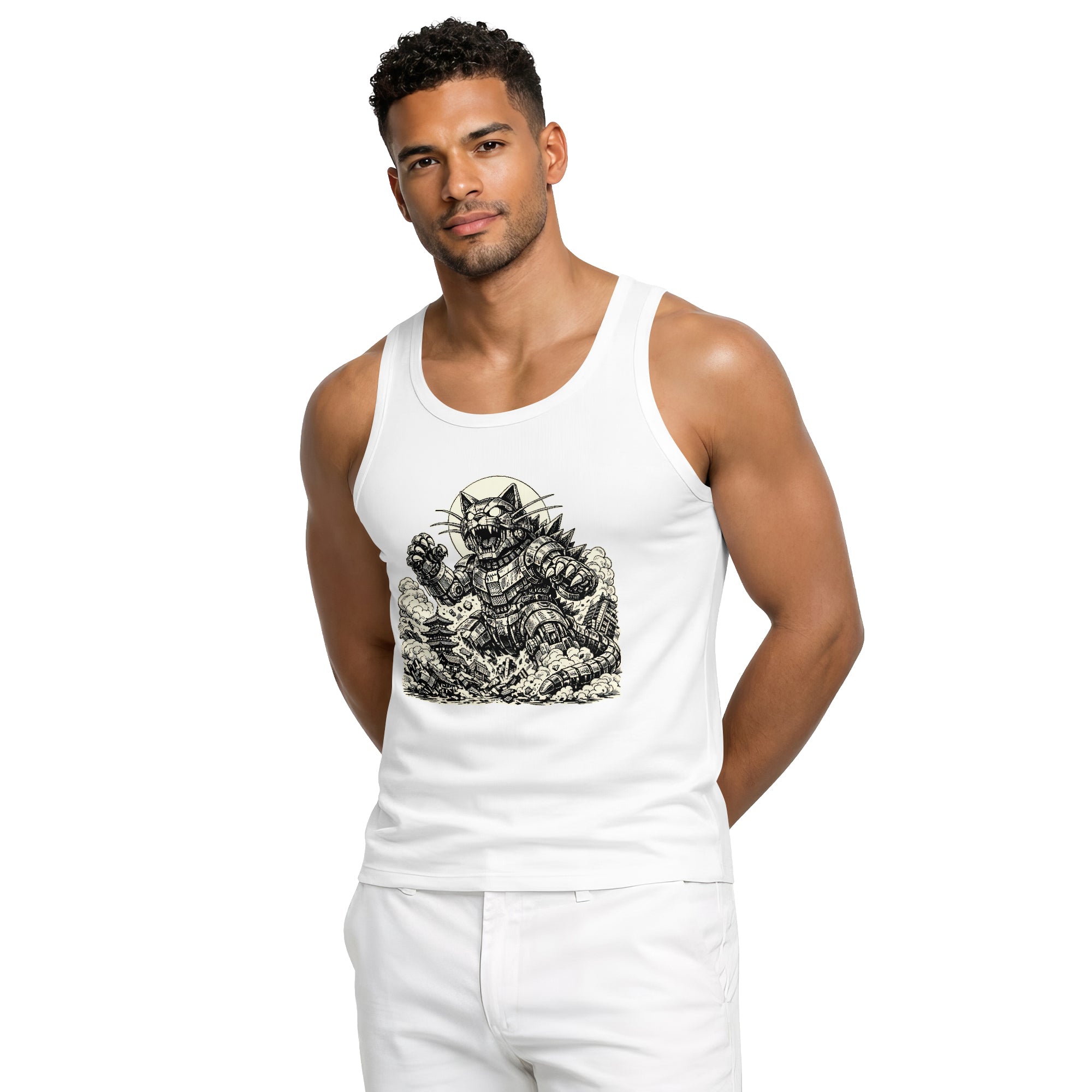 Inspira Paws Retro Futuristic Cat Sleeveless Tank Top