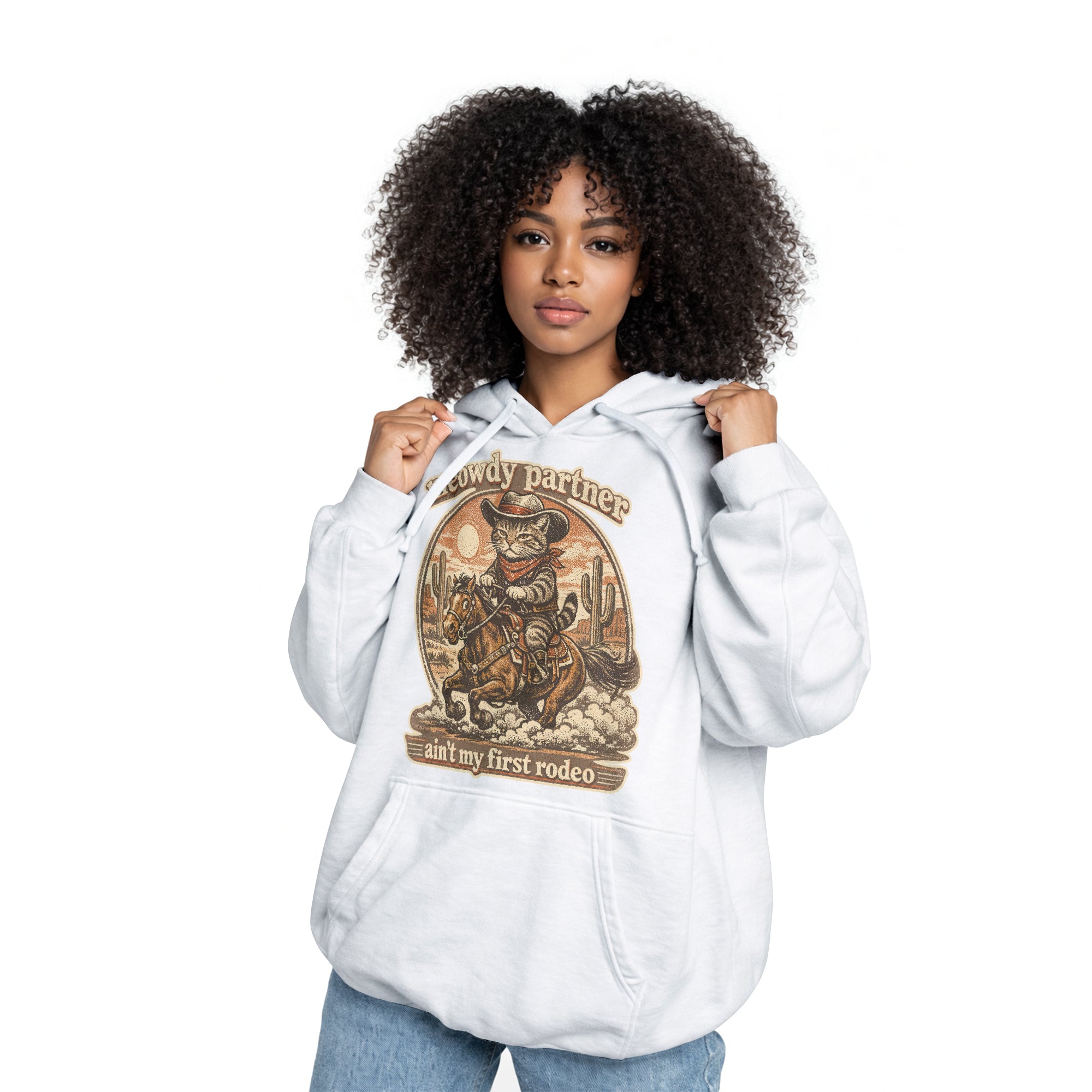 Inspira Paws Cowboy Cat Riding Horse Hoodie